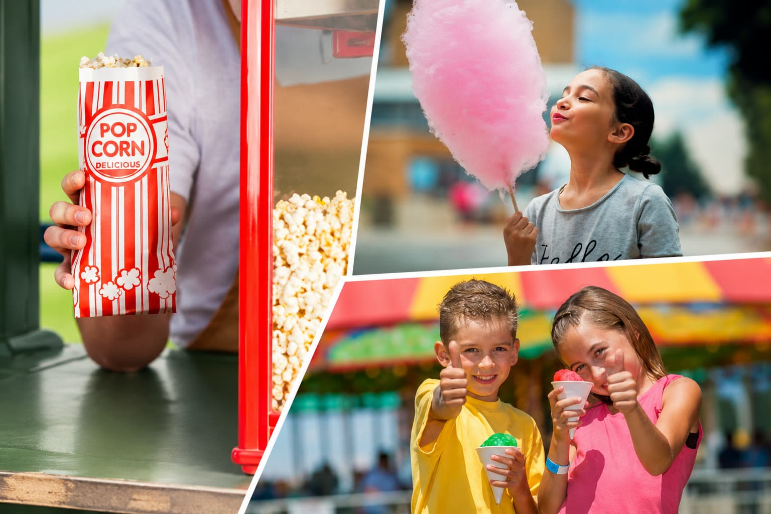 Popcorn, cotton candy and snow cones